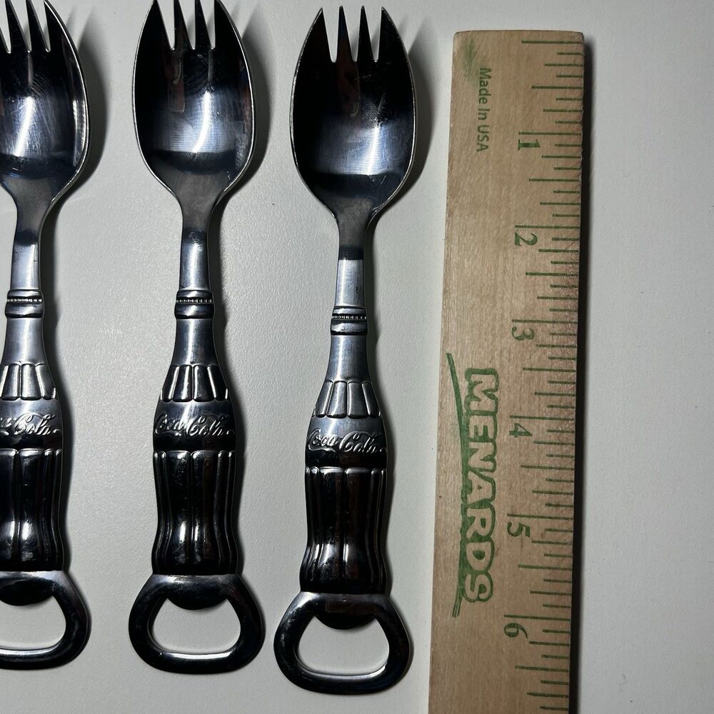 Lot of 3 Vtg Gibson Coca Cola Stainless Steel Spork Bottle Opener Spoonik 7" - Picture 7 of 7